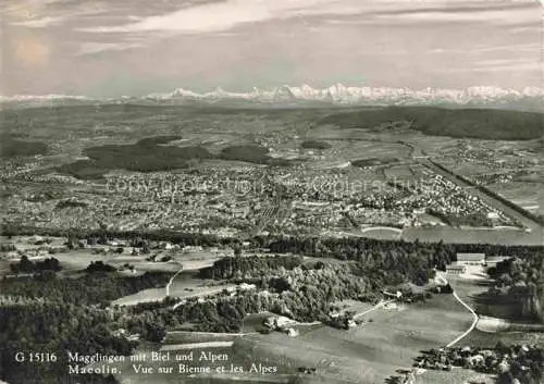 AK / Ansichtskarte  Magglingen Fliegeraufnahme mit Biel und Alpen