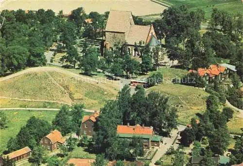 AK / Ansichtskarte  Uppsala Upsala Sweden Kyrka till hoeger Odinsborg foergrunden Mattsgarden flygbild