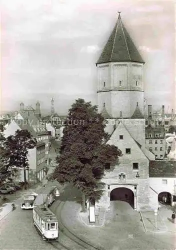 AK / Ansichtskarte  Strassenbahn Tramway-- Augsburg Jacober Tor