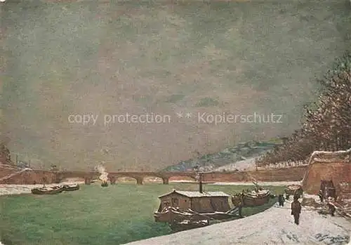 AK / Ansichtskarte  Gauguin Paul Kuenstlerkarte Boote die Seine Paris Schnee