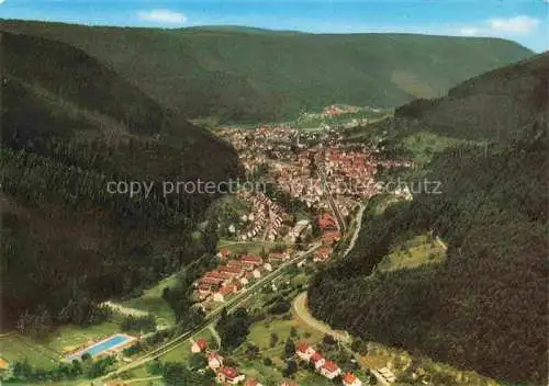 AK / Ansichtskarte  Calmbach Enz Panorama Kurort im Schwarzwald Freibad