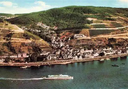 AK / Ansichtskarte  AssMANNSHAUSEN Rhein Panorama Blick ueber den Rhein Weinberge Rheindampfer