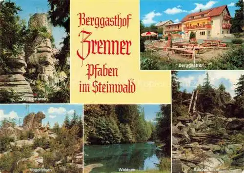 AK / Ansichtskarte  Pfaben Steinwald Erbendorf Bayern Berggasthof Zrenner Felsformationen Landschaft Waldsee