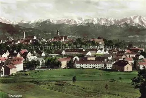 AK / Ansichtskarte  Schongau Bayern Gesamtansicht mit Alpenpanorama