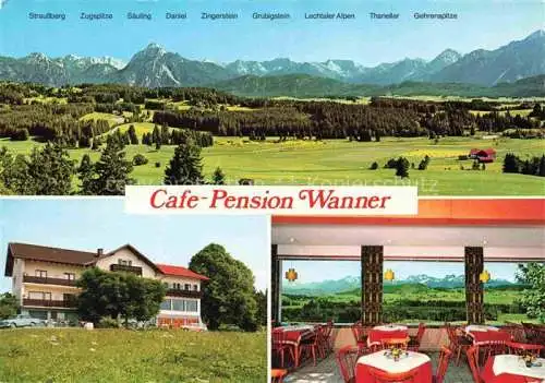 AK / Ansichtskarte  Rueckholz Bayern Weinrestaurant Café Pension Seeleuten Gastraum Landschaft Alpenpanorama