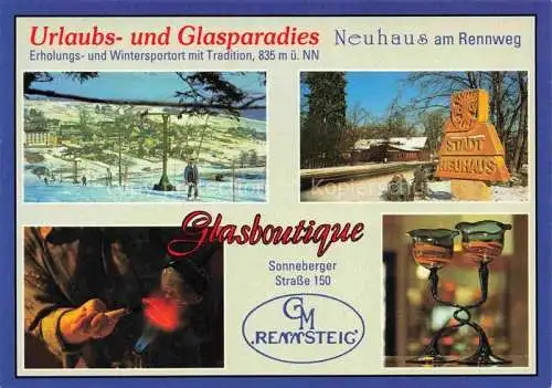 AK / Ansichtskarte  Neuhaus Rennweg Glasboutique Original Thueringer Glaskunst Winterpanorama Skilift