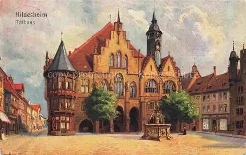 AK / Ansichtskarte  HILDESHEIM Rathaus Brunnen