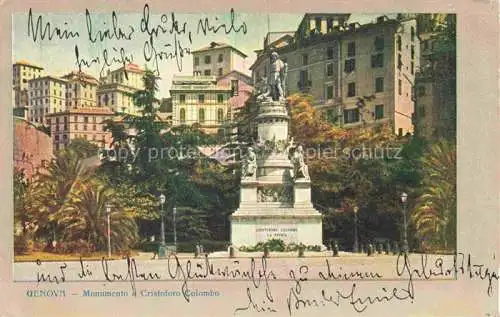 AK / Ansichtskarte  GENOVA Genua Liguria IT Monument a Cristoforo Colombo