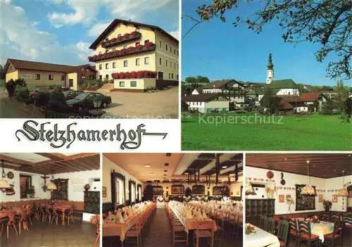 AK / Ansichtskarte  Schildorn Hotel Stelzhamerhof Restaurant Festsaal Ortsansicht mit Kirche