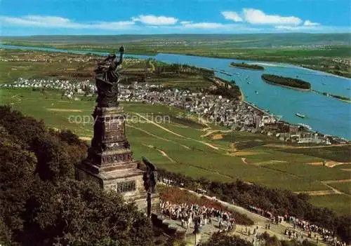 AK / Ansichtskarte  RueDESHEIM am Rhein Niederwalddenkmal Panorama Blick ins Rheintal