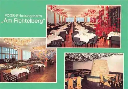 AK / Ansichtskarte  Oberwiesenthal Erzgebirge FDGB-Erholungsheim Speisesaal Urlaubercafé Steigerzimmer Kamin