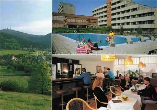 AK / Ansichtskarte  Tabarz Bad Tabarz Inselberg-Klinik Swimming Pool Restaurant Bar Landschaftspanorama