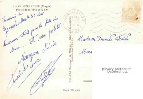 AK / Ansichtskarte  Gerardmer 88 Vosges Partie de la Ville et le Lac