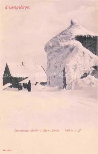 AK / Ansichtskarte  Karpacz Krummhuebel Riesengebirge PL Schneekoppe Kapelle und Boehmische Baude im Winter