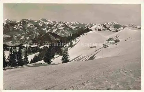 AK / Ansichtskarte  Sachrang Chiemgau Spitzsteinhaus Blick gegen Wendelstein bis Bruennstein Winterpanorama Bergwelt