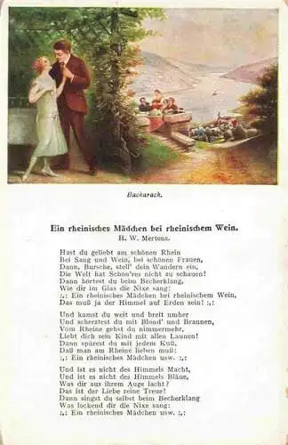 AK / Ansichtskarte  Bacharach Rhein Rheinlieder Nr. 10 Ein rheinisches Maedchen bei rheinischem Wein Kuenstlerkarte