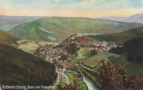 AK / Ansichtskarte  Schwarzburg Rudolstadt Thueringen Panorama Blick vom Trippstein Kuenstlerkarte