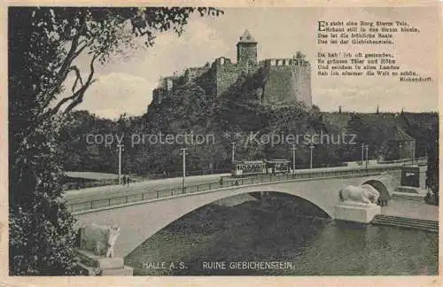 AK / Ansichtskarte  HALLE  SAALE Saale-Bruecke Blick zur Ruine Giebichenstein