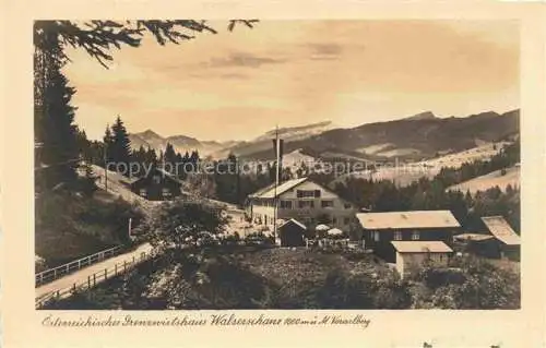 AK / Ansichtskarte  Riezlern Kleinwalsertal Vorarlberg oesterreisches Grenzwirtshaus Walserschanz Panorama