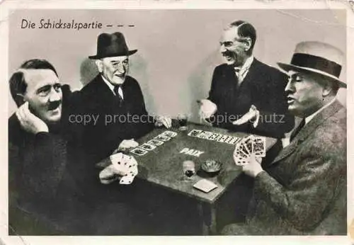 AK / Ansichtskarte  Kartenspiel-Postkarte Jeu de Cartes CPA-- Muenchen Hitler Mussolini Chamberlain Daladier