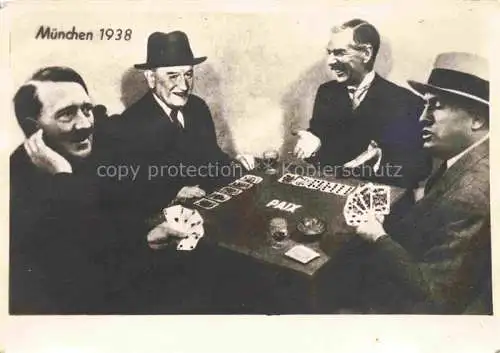 AK / Ansichtskarte  Kartenspiel-Postkarte Jeu de Cartes CPA-- Muenchen Hitler Mussolini Chamberlain Daladier