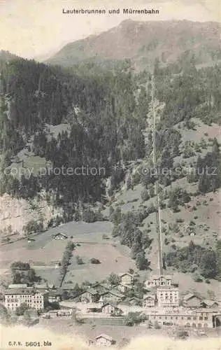 AK / Ansichtskarte  Lauterbrunnen BE Panorama mit Muerrenbahn Bergbahn