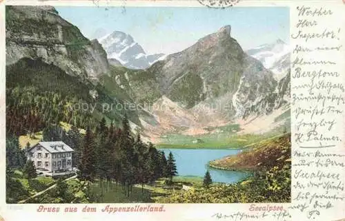 AK / Ansichtskarte  Seealpsee 1139m Saentis IR Panorama Bergsee Appenzeller Alpen