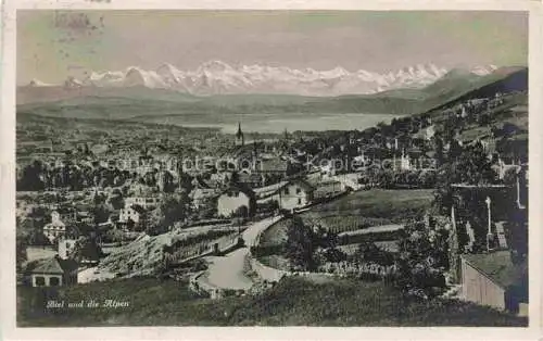 AK / Ansichtskarte  Biel Bienne BE Gesamtansicht mit Alpenpanorama