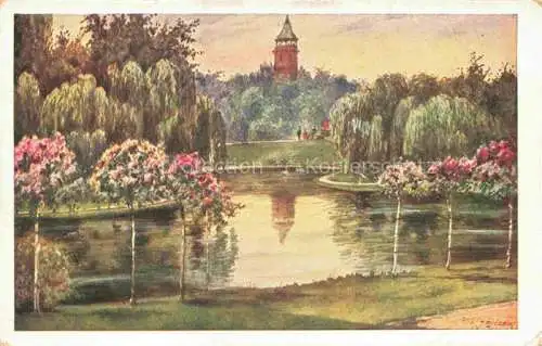 AK / Ansichtskarte  WIEN AT Tuerkenschanzpark Aussichtswarte Aquarell H. Nachbargauer Kuenstlerkarte