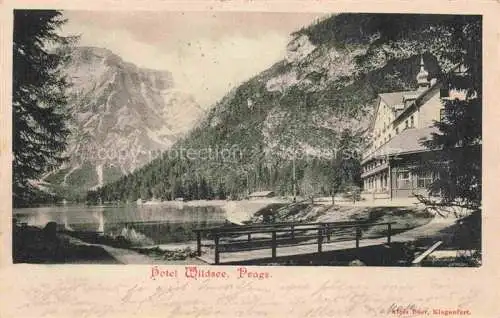 AK / Ansichtskarte  Prags Braies Bolzano IT Hotel Wildsee Steg Alpen