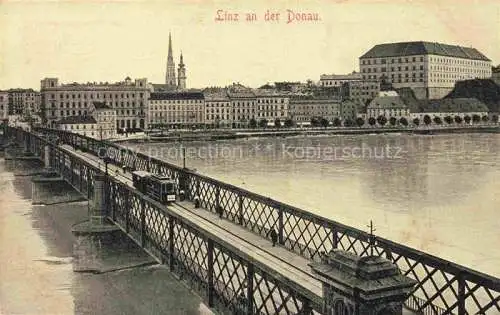 AK / Ansichtskarte  LINZ DONAU AT Donaubruecke Strassenbahn