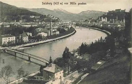 AK / Ansichtskarte  SALZBURG  AT Stadtpanorama mit Festung Hohensalzburg Blick von Muelln gesehen