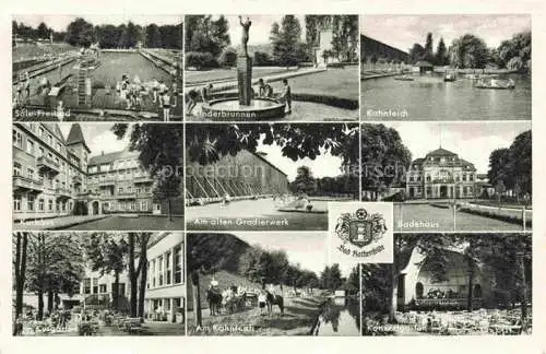 AK / Ansichtskarte  Bad Rothenfelde Osnabrueck Sole-Freibad Kinderbrunnen Kahnteich Kurhaus Gradierwerk Badehaus Kurgarten Konzertgarten Pavillon