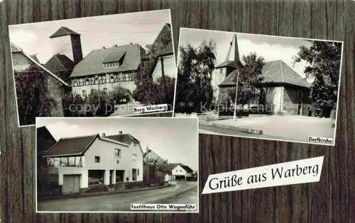 AK / Ansichtskarte  Warberg Helmstedt Burg Warberg Dorfkirche Textilhaus Wagenfuehr