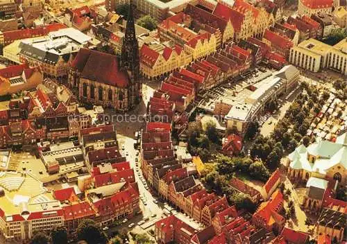 AK / Ansichtskarte  MueNSTER   Westfalen NRW Stadtzentrum mit St Lambertikirche und Prinzipalmarkt Fliegeraufnahme