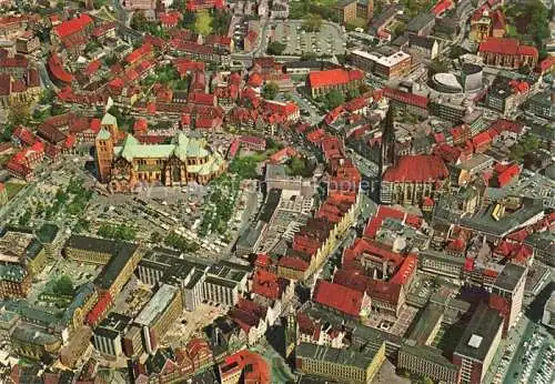 AK / Ansichtskarte  MueNSTER   Westfalen NRW Fliegeraufnahme mit Dom Lambertikirche und Prinzipalmarkt