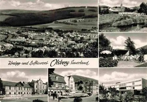 AK / Ansichtskarte  Olsberg Sauerland Panorama Kurpark Musikpavillon Sanatorium Neue Schule