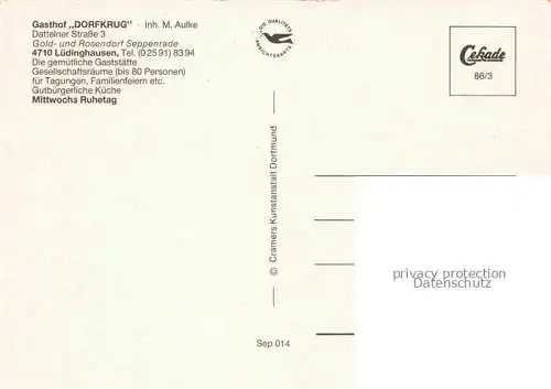 AK / Ansichtskarte  Luedinghausen Gasthof Dorfkrug Gastraeume