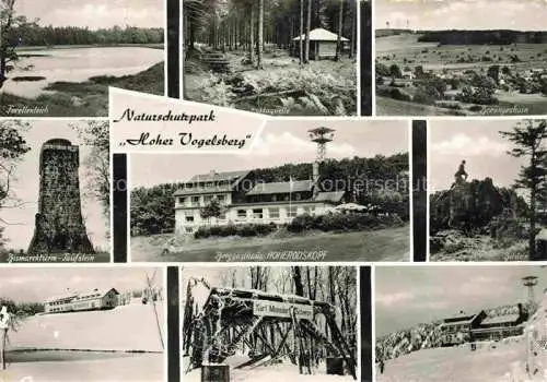 AK / Ansichtskarte  Hoherodskopf Schotten Hessen Naturschutzpark Hoher Vogelsberg Forellenteich Bismarckturm Berggasthaus Hoherodskopf Breungesheim Bilstein Kurt Moosdorf Schanze