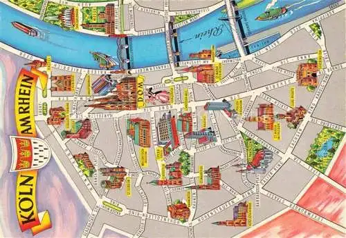 AK / Ansichtskarte  KoeLN  RHEIN Stadtplan Ausschnitt