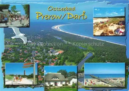 AK / Ansichtskarte  Prerow  Ostseebad Teilansichten Promenade Strand Seebruecke Kuestenpanorama Luftaufnahme