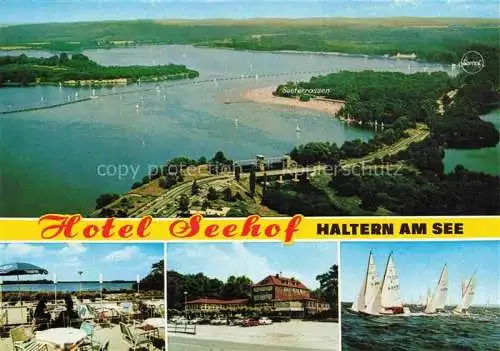 AK / Ansichtskarte  Haltern See Fliegeraufnahme Hotel Seehof Gaststaette Seeterrassen Regatta