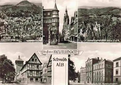 AK / Ansichtskarte  REUTLINGEN BW Fliegeraufnahme Schloss Lichtenstein Tuebinger Tor Technikum der Textilindustrie Marienkirche