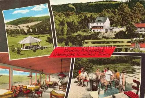 AK / Ansichtskarte  Ramschied Bad Schwalbach Hessen Pavillon Pension Wisperblick Gastraum Wassertretanlage