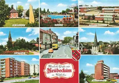 AK / Ansichtskarte  Neubeckum Ehrenmal Freibad Gymnasium Kirche Hauptstrasse Im Suedfeld Wohnsiedlung Altenwohnheim