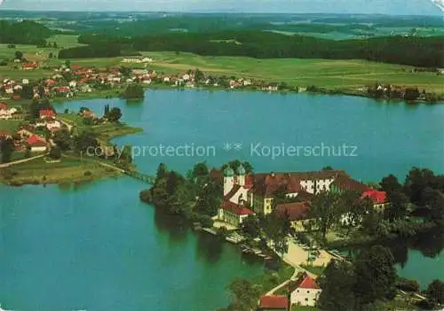 AK / Ansichtskarte  Seeon-Seebruck Traunstein Bayern Insel Schloss Hotel und Parkhotel Sandau Fliegeraufnahme