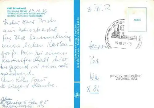 AK / Ansichtskarte  Blieskastel Burgruine Kirkel Bliestal Kurklinik Vor und Rueckansicht