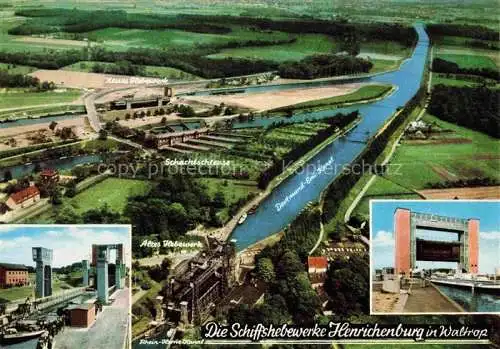 AK / Ansichtskarte  Waltrop Schachtschleuse Altes Hebewerk Rhein Herne Kanal Schiffshebewerk Henrichenburg Fliegeraufnahme