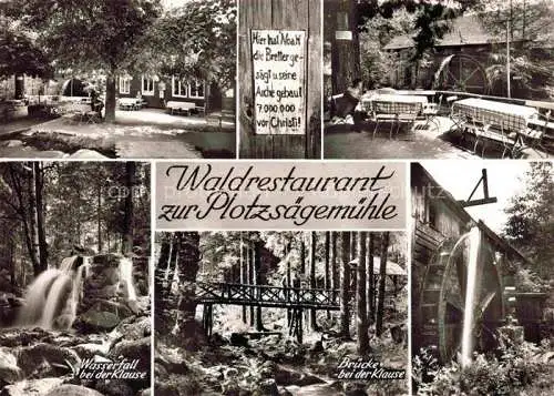 AK / Ansichtskarte  Loffenau Bad Herrenalb BW Waldrestaurant zur Plotzsaegemuehle Wasserfall Bruecke Muehlrad