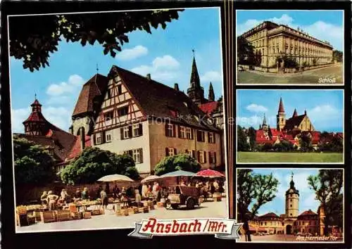 AK / Ansichtskarte  ANSBACH Mittelfranken Bayern Marktplatz Schloss Kirche Am Herrieder Tor